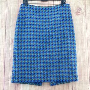 Talbots Houndstooth Pencil Skirt Blue Gray Women's Size 10 Career Office Preppy
